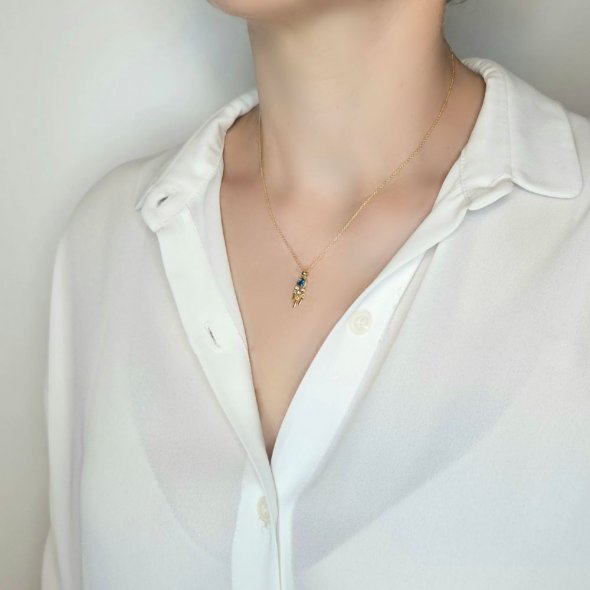 Κολιέ αλυσίδα με London Topaz & Ζιργκον - ΚΙΤΡΙΝΟ, ΑΣΗΜΙ, ΤΟΠΑΖΙ, BLUE, ΖΙΡΓΚΟΝ, WHITE - 2