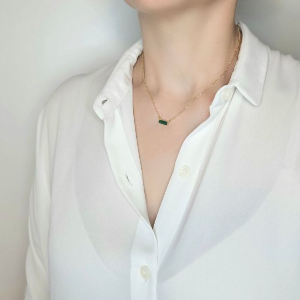 Κολιέ αλυσίδα με Τουρμαλίνη - ΚΙΤΡΙΝΟ, ΑΣΗΜΙ, ΤΟΥΡΜΑΛΙΝΗ, GREEN  - 2