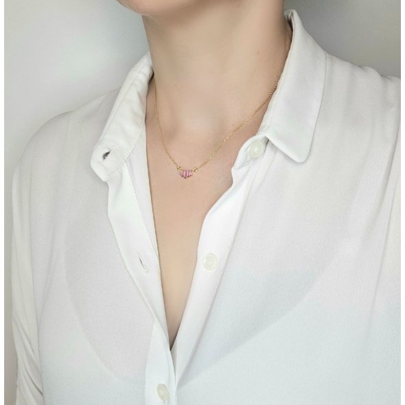 Κολιέ αλυσίδα με μενταγιόν με Κορούμβιο - ΚΙΤΡΙΝΟ, ΑΣΗΜΙ - 2