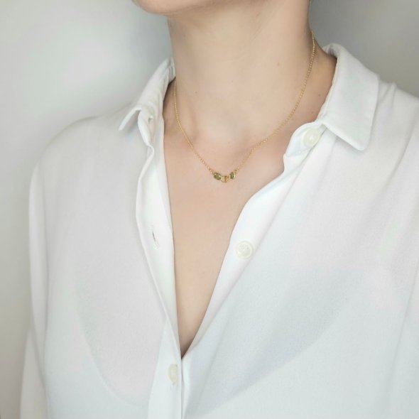 Κολιέ αλυσίδα με μενταγιόν με Τουρμαλίνη - ΚΙΤΡΙΝΟ, ΑΣΗΜΙ, ΤΟΥΡΜΑΛΙΝΗ, GREEN  - 2