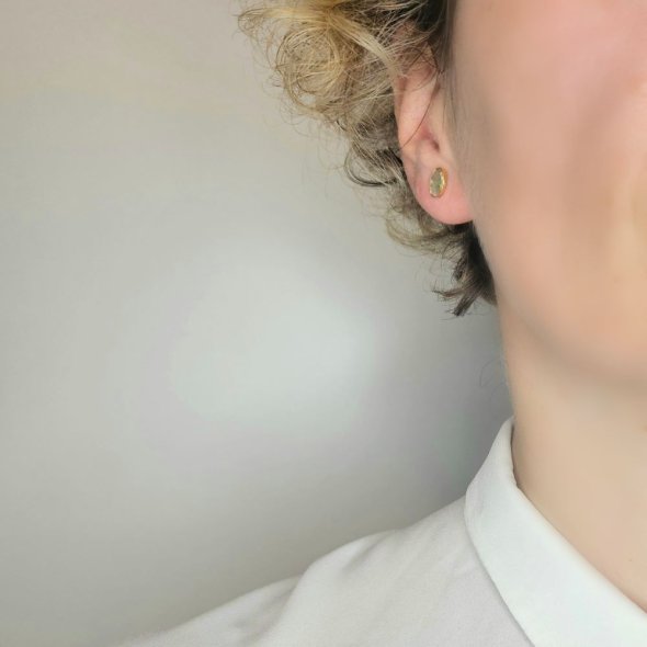 Σκουλαρίκια κολλητά με Τουρμαλίνη - ΚΙΤΡΙΝΟ, ΑΣΗΜΙ, ΤΟΥΡΜΑΛΙΝΗ, WHITE - 2