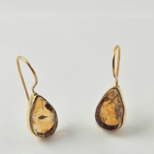 Σκουλαρίκια κρεμαστά με Σιτρίν - ΚΙΤΡΙΝΟ, ΑΣΗΜΙ, ΣΙΤΡΙΝ, HONEY