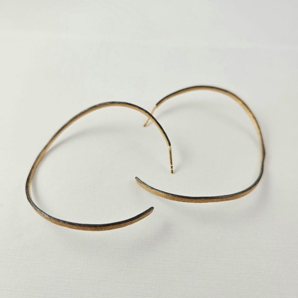 Σκουλαρίκια κρίκοι δίχρωμοι - ΚΙΤΡΙΝΟ-ΜΑΥΡΟ, ΑΣΗΜΙ - 2