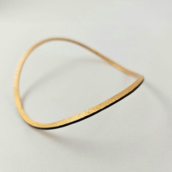 Βραχιόλι κυματιστό δίχρωμο - ΚΙΤΡΙΝΟ-ΜΑΥΡΟ, ΑΣΗΜΙ - 1