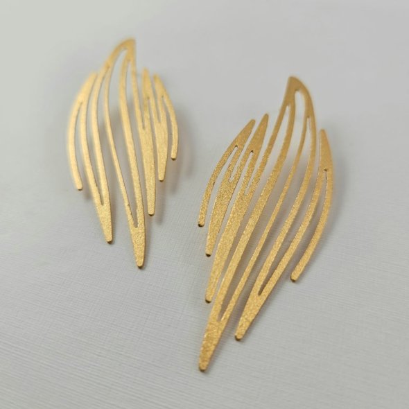 Σκουλαρίκια κρεμαστά γραμμικά - ΚΙΤΡΙΝΟ, ΑΣΗΜΙ