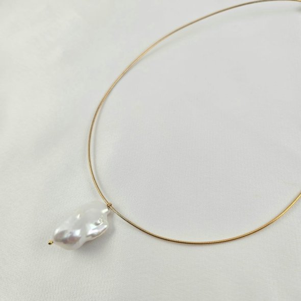 Κολιέ με Μαργαριτάρι μπαρόκ - ΚΙΤΡΙΝΟ, ΑΣΗΜΙ, ΜΑΡΓΑΡΙΤΑΡΙ, WHITE