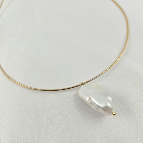 Κολιέ με Μαργαριτάρι μπαρόκ - ΚΙΤΡΙΝΟ, ΑΣΗΜΙ, ΜΑΡΓΑΡΙΤΑΡΙ, WHITE - 1