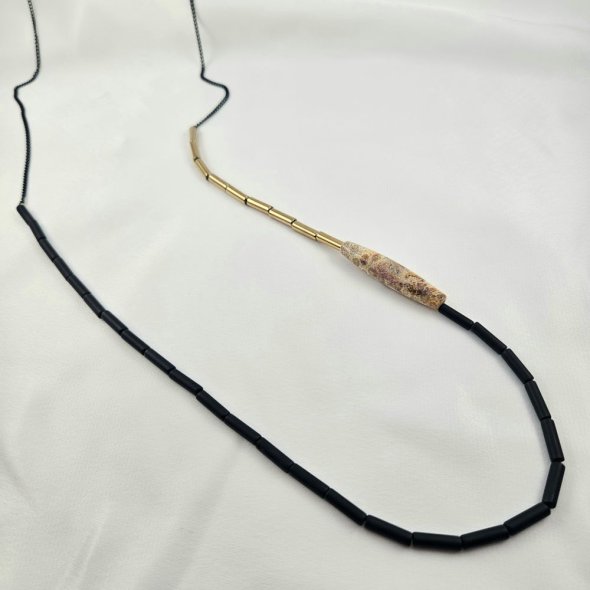 Κολιέ μακρύ με Αιματίτη - ΜΑΥΡΟ, ΑΣΗΜΙ, ΑΙΜΑΤΙΤΗΣ, BLACK