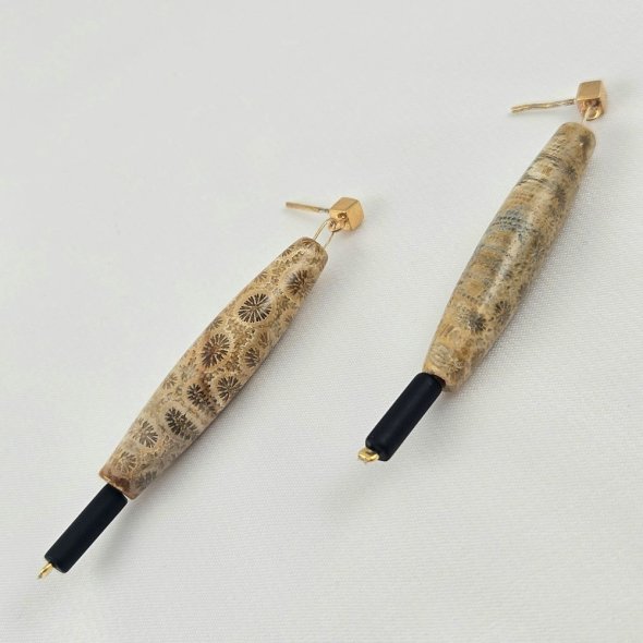 Σκουλαρίκια κρεμαστά με Αιματίτη - ΚΙΤΡΙΝΟ, ΑΣΗΜΙ, ΑΙΜΑΤΙΤΗΣ, BLACK - 1