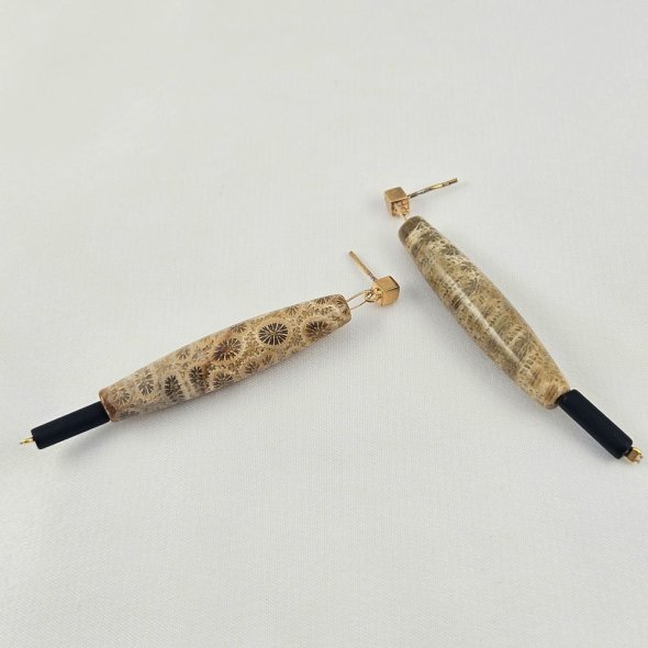 Σκουλαρίκια κρεμαστά με Αιματίτη - ΚΙΤΡΙΝΟ, ΑΣΗΜΙ, ΑΙΜΑΤΙΤΗΣ, BLACK - 2