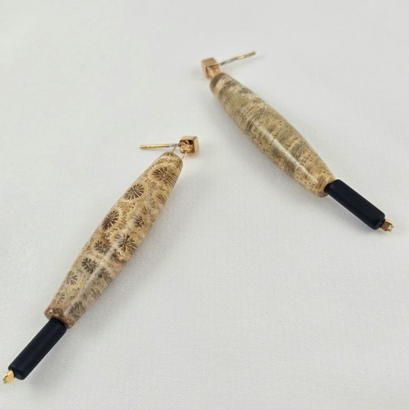 Σκουλαρίκια κρεμαστά με Αιματίτη - ΚΙΤΡΙΝΟ, ΑΣΗΜΙ, ΑΙΜΑΤΙΤΗΣ, BLACK