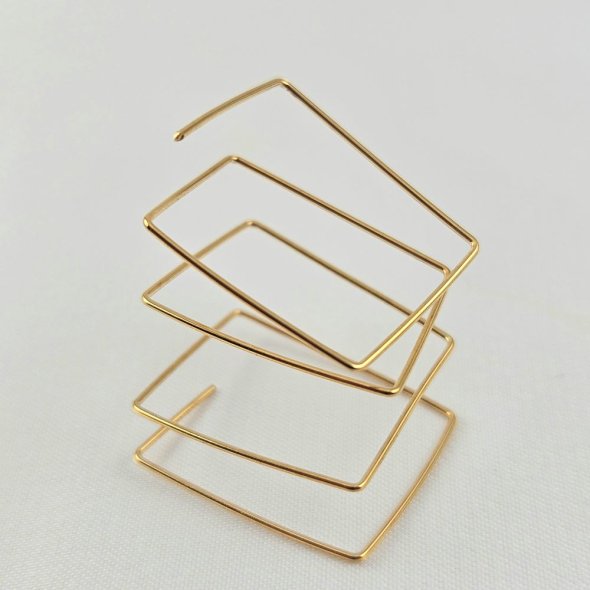 Δαχτυλίδι γεωμετρικό  - ΚΙΤΡΙΝΟ, ΑΣΗΜΙ - 1