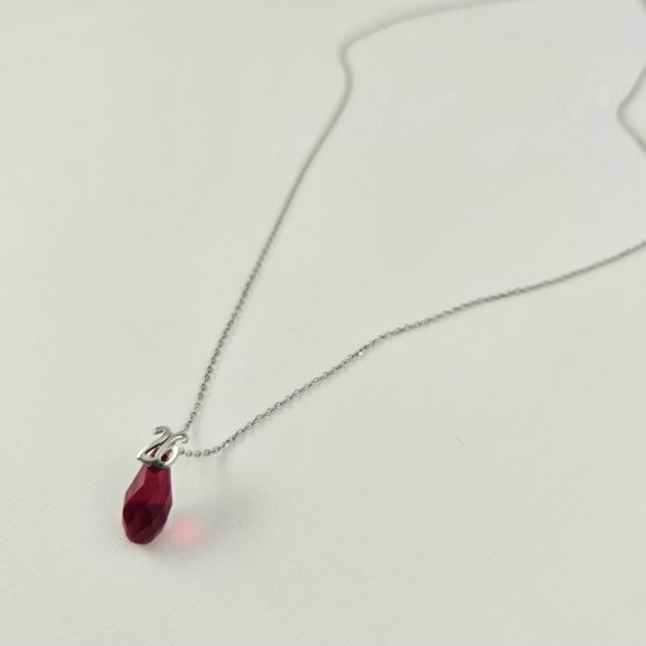 Κολιέ γούρι ασημένιο 2026 με κόκκινο Ζιργκόν - ΛΕΥΚΟ, ΑΣΗΜΙ, ΖΙΡΓΚΟΝ, RED - 2