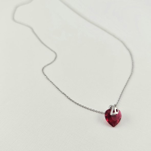 Κολιέ γούρι 2026 ασημένιο με διάφανο Ζιργκόν - ΛΕΥΚΟ, ΑΣΗΜΙ, ΖΙΡΓΚΟΝ, RED - 2