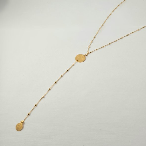 Κολιέ μακρύ σε στυλ ροζάριο - ΚΙΤΡΙΝΟ, ΑΣΗΜΙ - 1