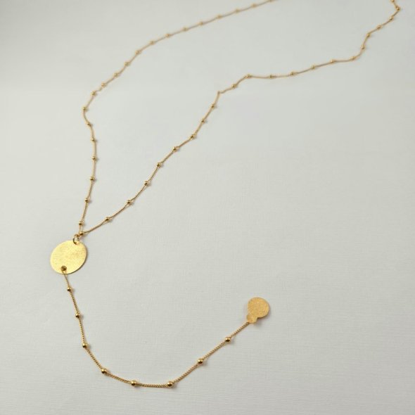 Κολιέ μακρύ σε στυλ ροζάριο - ΚΙΤΡΙΝΟ, ΑΣΗΜΙ