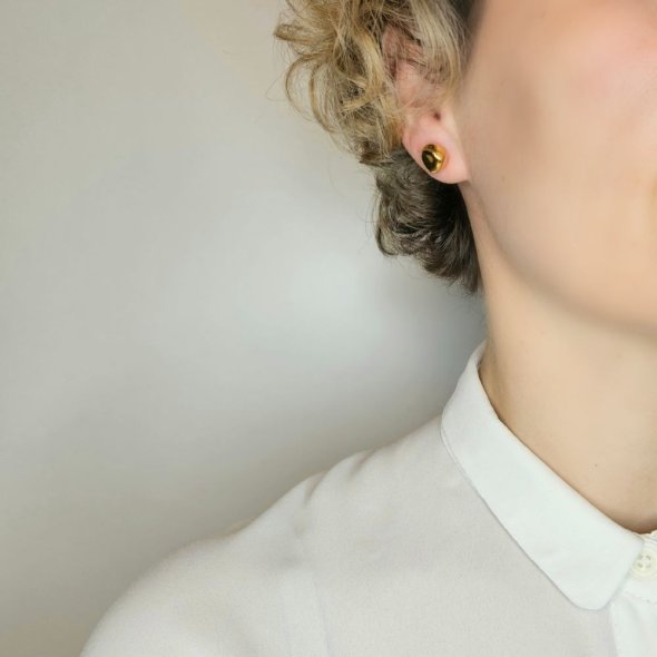 Σκουλαρίκια κολλητά ακανόνιστα - ΚΙΤΡΙΝΟ, ΑΣΗΜΙ - 2