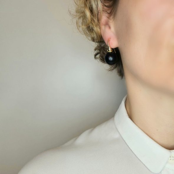 Σκουλαρίκια κρεμαστά με μαύρο Όνυχα - ΚΙΤΡΙΝΟ, ΑΣΗΜΙ, ΟΝΥΧΑΣ, BLACK - 2