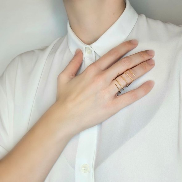 Δαχτυλίδι γεωμετρικό  - ΚΙΤΡΙΝΟ, ΑΣΗΜΙ - 2