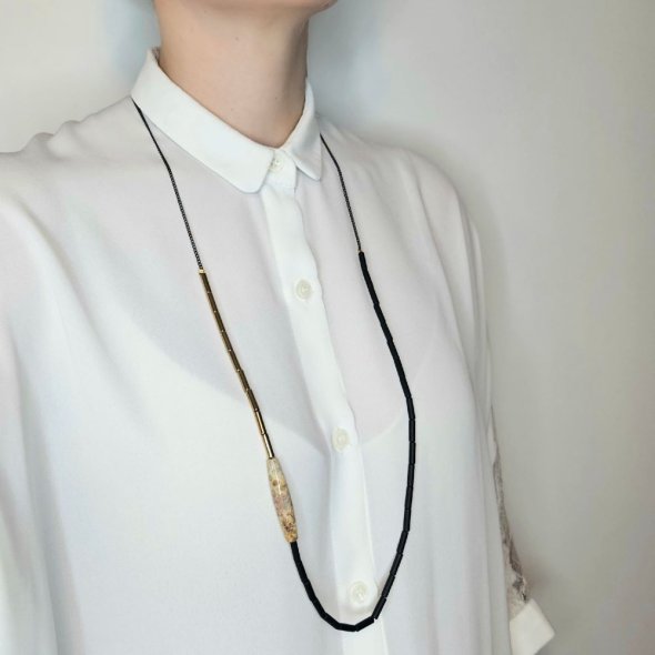 Κολιέ μακρύ με Αιματίτη - ΜΑΥΡΟ, ΑΣΗΜΙ, ΑΙΜΑΤΙΤΗΣ, BLACK - 3