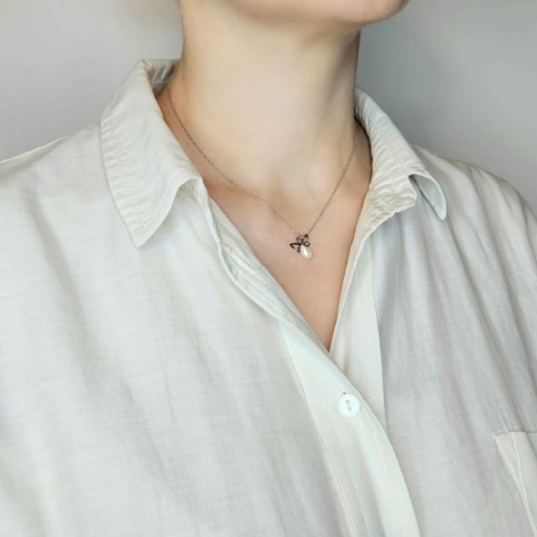 Κολιέ γούρι ασημένιο 2026 με Μαργαριτάρι - ΛΕΥΚΟ, ΑΣΗΜΙ, ΜΑΡΓΑΡΙΤΑΡΙ, WHITE - 2