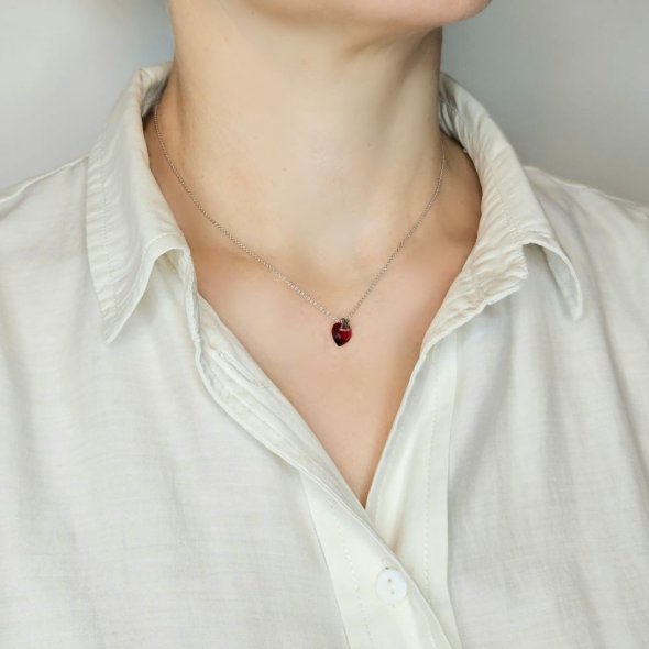 Κολιέ γούρι 2026 με κόκκινο Ζιργκόν - ΚΙΤΡΙΝΟ, ΑΣΗΜΙ, ΖΙΡΓΚΟΝ, RED - 2