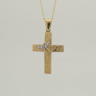 Σταυρός ματ με λιβελούλα στο πλάι του - ΚΙΤΡΙΝΟ-ΛΕΥΚΟ, ΧΡΥΣΟΣ K14, ΜΑΤ-ΓΥΑΛΙΣΤΕΡΟ, ΖΙΡΓΚΟΝ, WHITE