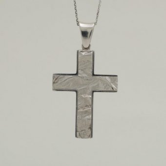 Σταυρός τετραγωνισμένος με ιδιαίτερη τσαλακωτή επεξεργασία - ΛΕΥΚΟ, ΧΡΥΣΟΣ K14, ΜΑΤ-ΓΥΑΛΙΣΤΕΡΟ - 1