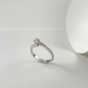 Δαχτυλίδι μονόπετρο - ΛΕΥΚΟ, ΧΡΥΣΟΣ K14, ΓΥΑΛΙΣΤΕΡΟ, 53