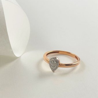 Δαχτυλίδι ροζέτα με διαμάντια - ΡΟΖ, ΧΡΥΣΟΣ K14, ΓΥΑΛΙΣΤΕΡΟ, ΔΙΑΜΑΝΤΙ, 0,11, 55