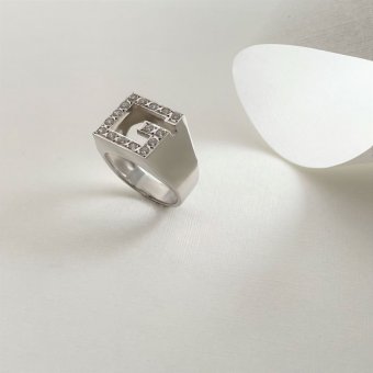 Δαχτυλίδι λευκόχρυσο με ζιργκόν - ΛΕΥΚΟ, ΧΡΥΣΟΣ K14, ΓΥΑΛΙΣΤΕΡΟ, ΖΙΡΓΚΟΝ, WHITE, 48