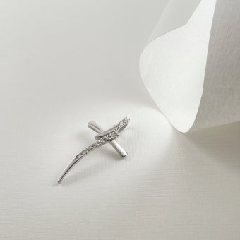 Σταυρός λευκόχρυσος με ιδιαίτερη λεπτή μορφή σπαθιού - ΛΕΥΚΟ, ΧΡΥΣΟΣ K14, ΓΥΑΛΙΣΤΕΡΟ, ΖΙΡΓΚΟΝ, WHITE