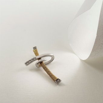 Σταυρός δίχρωμος με ζιργόν και τυλιγμένο σύρμα - ΚΙΤΡΙΝΟ-ΛΕΥΚΟ, ΧΡΥΣΟΣ K14, ΖΙΡΓΚΟΝ, WHITE