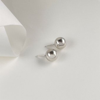 Σκουλαρίκια ασημένιες σφαίρες - ΛΕΥΚΟ, ΑΣΗΜΙ