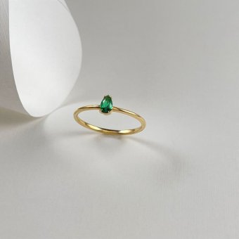 ΔΑχτυλίδι με πράσινο ζιργκόν - ΚΙΤΡΙΝΟ, ΧΡΥΣΟΣ K14, ΖΙΡΓΚΟΝ, GREEN , 52