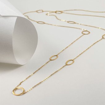 Κολιέ αλυσίδα μακριά με κρίκους - ΚΙΤΡΙΝΟ, ΧΡΥΣΟΣ K14, 80cm