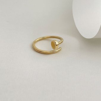 Δαχτυλίδι καρφί γυριστό - ΚΙΤΡΙΝΟ, ΧΡΥΣΟΣ K14, 55cm