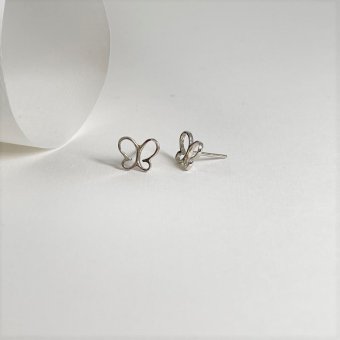 Σκουλαρίκια πεταλούδες διάτρητρες - ΛΕΥΚΟ, ΑΣΗΜΙ