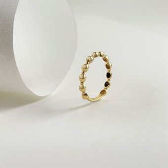 Δαχτυλίδι λεπτό με κυκλούς - ΚΙΤΡΙΝΟ, ΧΡΥΣΟΣ K14, 54