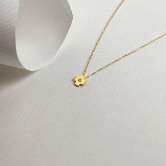 Κολιέ αλυσίδα με μικρό σταυρό και διαμάντι - ΚΙΤΡΙΝΟ, ΧΡΥΣΟΣ K14, ΔΙΑΜΑΝΤΙ, WHITE, 0,02, 42cm