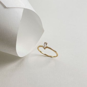 Δαχτυλίδι λεπτο με λαμπερό ζιργκον δάκρυ - ΚΙΤΡΙΝΟ, ΧΡΥΣΟΣ K14, ΖΙΡΓΚΟΝ, WHITE, 53