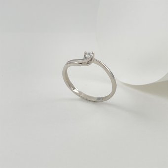 Μονόπετρο δαχτυλίδι  με διαμάντι - ΛΕΥΚΟ, ΧΡΥΣΟΣ K14, ΓΥΑΛΙΣΤΕΡΟ, ΖΙΡΓΚΟΝ, WHITE, 56