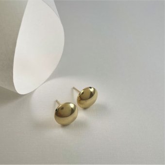 Σκουλαρίκια κουμπιά σε λαμπερό κίτρινο χρυσό - ΚΙΤΡΙΝΟ, ΑΣΗΜΙ, ΓΥΑΛΙΣΤΕΡΟ
