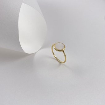 Δαχτυλίδι κύκλος mother of pearl - ΚΙΤΡΙΝΟ, ΑΣΗΜΙ, ΓΥΑΛΙΣΤΕΡΟ, MOTHER OF PEARL, WHITE, 54