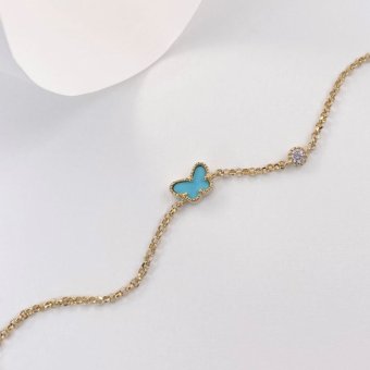Βραχιόλι τιρκουάζ πεταλούδα και ζιργκόν - ΚΙΤΡΙΝΟ, ΑΣΗΜΙ, ΓΥΑΛΙΣΤΕΡΟ, ΤΙΡΚΟΥΑΖ, TURQUOISE, ΖΙΡΓΚΟΝ, WHITE