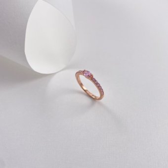Δαχτυλίδι με ροζ ζιργκόν - ΡΟΖ, ΑΣΗΜΙ, ΓΥΑΛΙΣΤΕΡΟ, ΖΙΡΓΚΟΝ, PINK, 55