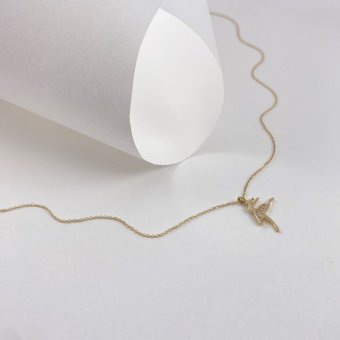 Κολιέ μπαλαρίνα με ζιργκόν - ΚΙΤΡΙΝΟ, ΧΡΥΣΟΣ K9, ΓΥΑΛΙΣΤΕΡΟ, ΖΙΡΓΚΟΝ, WHITE