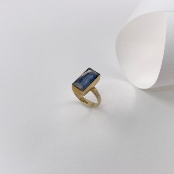 Δαχτυλίδι με κυανίτη - ΚΙΤΡΙΝΟ, ΑΣΗΜΙ, ΓΥΑΛΙΣΤΕΡΟ, CYAN, BLUE, 53