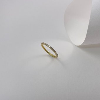 Δαχτυλίδι με λευκά ζιργκόν - ΚΙΤΡΙΝΟ, ΑΣΗΜΙ, ΓΥΑΛΙΣΤΕΡΟ, ΖΙΡΓΚΟΝ, WHITE, 47