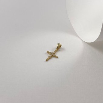 Μενταγιόν σταυρός με λευκά ζιργκόν - ΚΙΤΡΙΝΟ, ΧΡΥΣΟΣ K9, ΓΥΑΛΙΣΤΕΡΟ, ΖΙΡΓΚΟΝ, WHITE